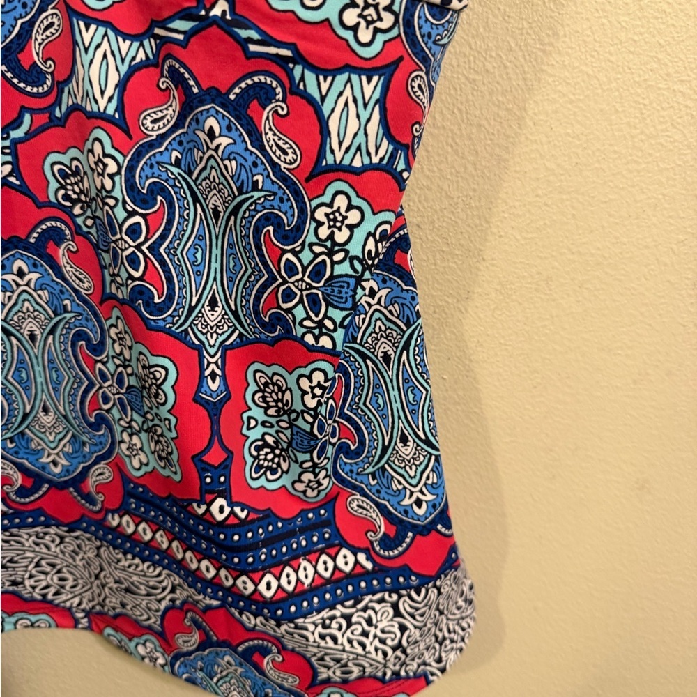 Tommy Bahama Paisley Tankini Swim Top Pink Blue Tropical Women’s Small - Picture 9 of 10